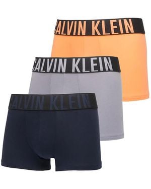 Calvin Klein Logo-Waistband Trunks (3 Pack) - Blue