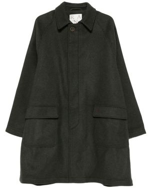 RANRA Raglan-Sleeve Flap-Pocket Coat - Black
