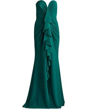 Tadashi Shoji Schulterfreie Robe mit Volants - Grün