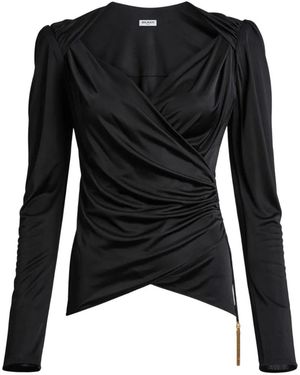 Balmain Gedrapeerde Vloeiende Jersey Top - Zwart