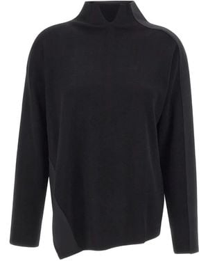 Elena Miro Asymmetrical-Hem High-Neck Sweater - Blue