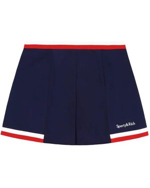 Sporty & Rich Pleated Panelled Mini Skirt - Blue