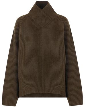 Dusan Ribbed V-Neck Sweater - Brown