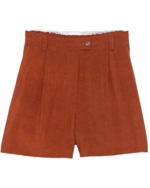 Kaos Pleated High-Waisted Shorts - Brown