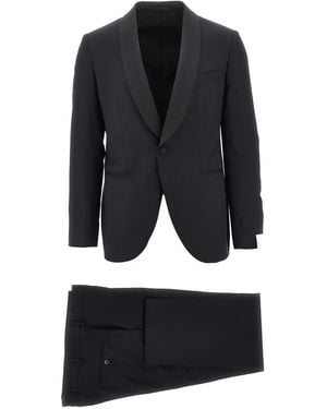 Luigi Bianchi Shawl-Lapel Single-Breasted Wool Suit - Black
