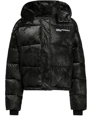 KARL LAGERFELD Cropped Puffer Jacket - Black