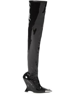 Philipp Plein Patent-Leather Over-Knee Boots - Black