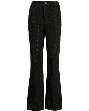 Self-Portrait Mid-Rise Embellished Flared Jeans - Black