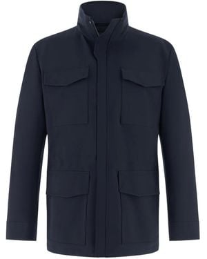 BOGGI Laminated Technical Field Jacket - Blue