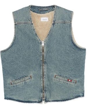 AMISH Zip-Up Denim Gilet - Blue