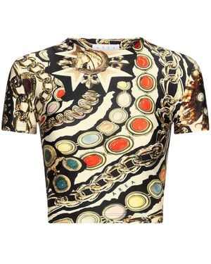 Area Printed Cropped T-Shirt - Natural