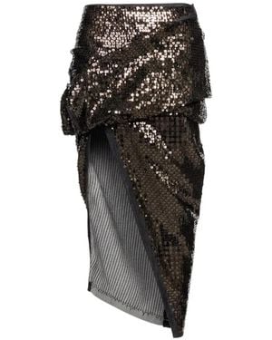Rick Owens Sequin-Embellished Draped Midi Skirt - Black