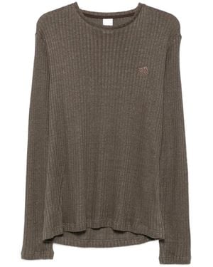 RANRA Ribbed Embroidered-Logo Jumper - Brown