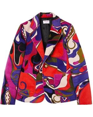PUCCI Orchidee Print Velvet Jacket - Red