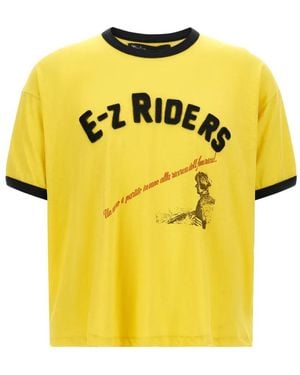PALY Ez Riders Ringer Flocked Print Ringer T-Shirt - Yellow