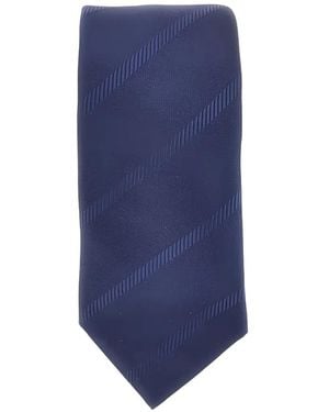 Brunello Cucinelli Diagonal-Stripe Silk Tie - Blue