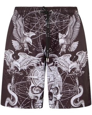 Philipp Plein Tattoo Print Shorts - Black