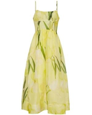 Cara Cara Alba Floral-Print Midi Dress - Yellow