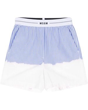 MSGM Ombré Striped Cotton Shorts - Blue