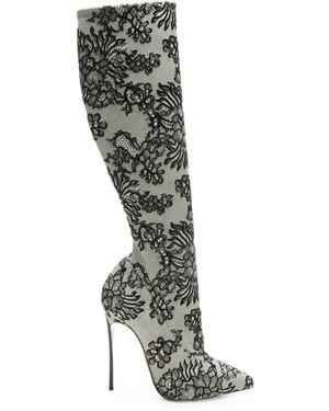 Casadei Blade Pandora Lace-Effect Boots - Black