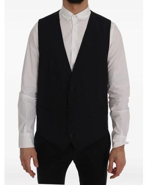 Dolce & Gabbana Pinstripe Staff Vest - Black