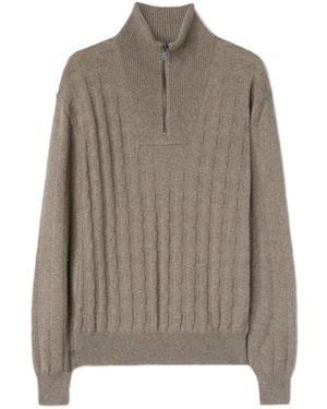 RETORI Chequered Mock-Neck Sweatshirt - Brown