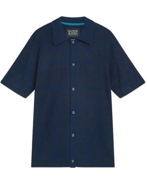 Scotch & Soda Patterned-Jacquard Button-Up Shirt - Blue
