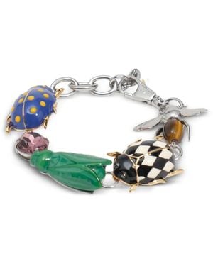 Bimba Y Lola Pulsera Con Escarabajo Esmaltado Y Abeja Plateada - Verde