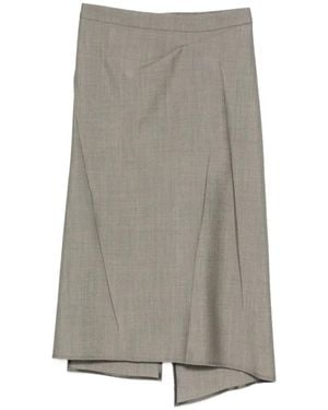 Victoria Beckham Asymmetric-Hem Midi Skirt - Grey