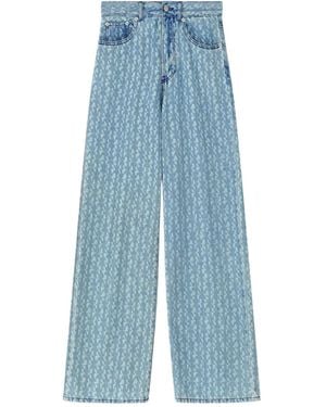 Dries Van Noten Pantalones Vaqueros Anchos Estampados - Azul