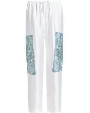 BITE STUDIOS Jogginghose Aus Seide Mit Spitzen-Print - Blau