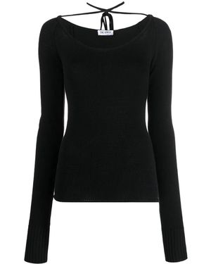 The Attico Strap-Detail Knitted Top - Black