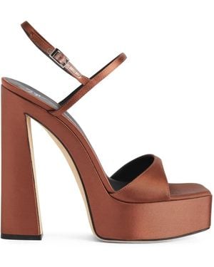 Giuseppe Zanotti Sylvy Satijnen Sandalen Met Plateauzool - Bruin