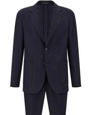 BOGGI Linen Single-Breasted Suit - Blue