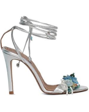 Alameda Turquesa Aquamarine Floral-Embellished Sandals - Metallic