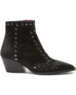 Maliparmi Studded Pony-Hair Ankle Boots - Black