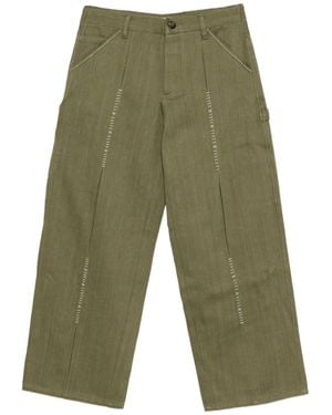 Kartik Research Embroidered Pants - Green