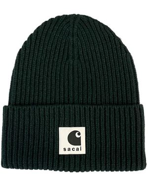 Sacai X Carhartt Wip Ribbed Wool Beanie in Black | Lyst