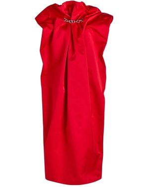 Simone Rocha Duchess Draped Satin Midi Dress - Red