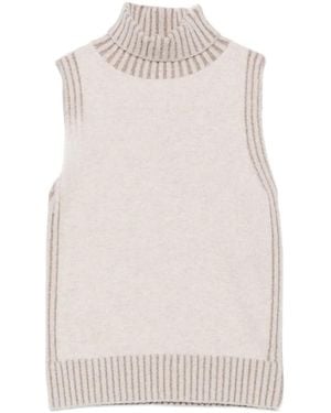 D.exterior Ribbed-Trim Roll-Neck Sleveeless Jumper - White