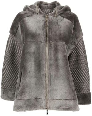 Lorena Antoniazzi Sheepskin Hooded Jacket - Grey