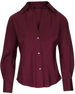 Vince V-Neck Long-Sleeve Shirt - Red