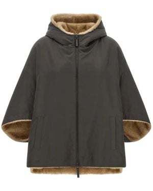 Lou Andrea Reversible Hooded Cape - Gray