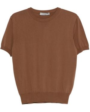 Canali Short-Sleeve Knitted T-Shirt - Brown