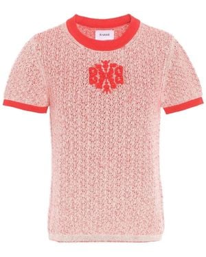 Barrie Logo-Patch Cashmere Top - Pink