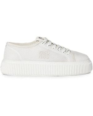 Miu Miu Wavy-Upper Lace-Up Trainers - White