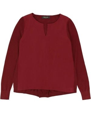 Loro Piana V-Neck Silk Blouse - Red