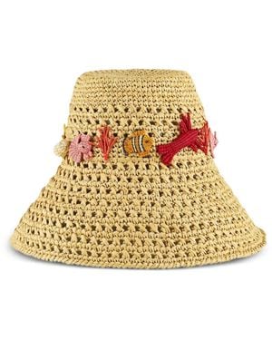 Aquazzura Marea Crochet Maxi Bucket Hat - White