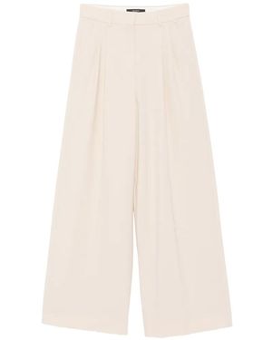 Weekend by Maxmara Pleated Wide-Leg Trousers - White