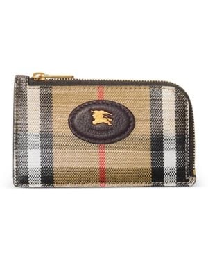 Burberry Check-Pattern Zip Leather Card Holder - Multicolour